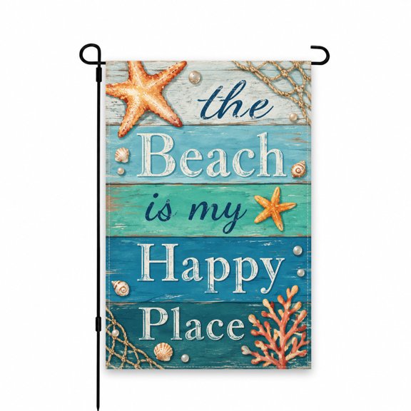 Beach-Themed Garden Flag 12” x 18” for Patio, Yard, or Porch Decor – Coastal Design with Starfish and Seashells – Outdoor Summer Home Decoration