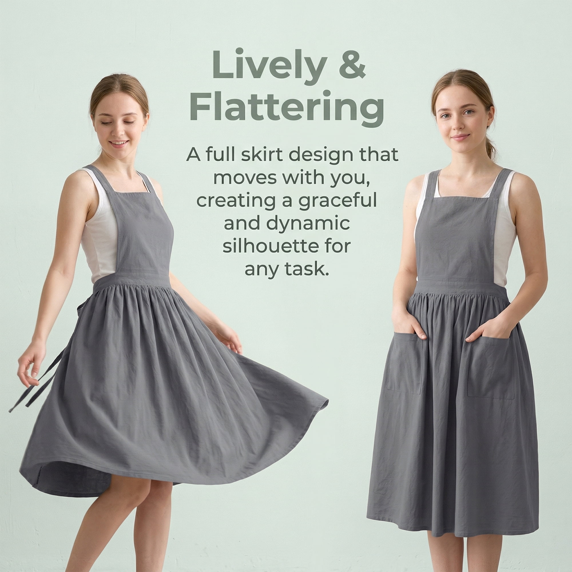 Unique Bargains Women's Kitchen Apron Long Waist Cooking Apron 37.4x50.4in Dark Gray