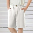 thumbnail image 2 of ZACPNCV Boys School Uniform Shorts Stretch Pull On Chino Shorts Youth Cropped Shorts with Pockets White 9-10 Years, 2 of 8