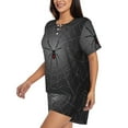 thumbnail image 2 of Rateoe Black Spider On Web Pattern Women's Short-Sleeved Pajama Set - 2 Piece Soft and Lightweight Sleepwear Set-Large, 2 of 7