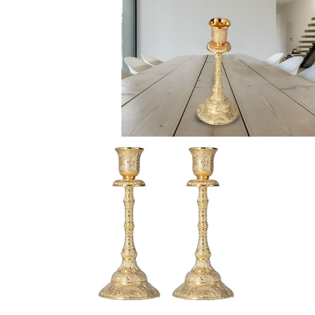 Gold Candle Holders, Metal Candle Stand Convenient To Use Exquisite Workmanshi For Dinner