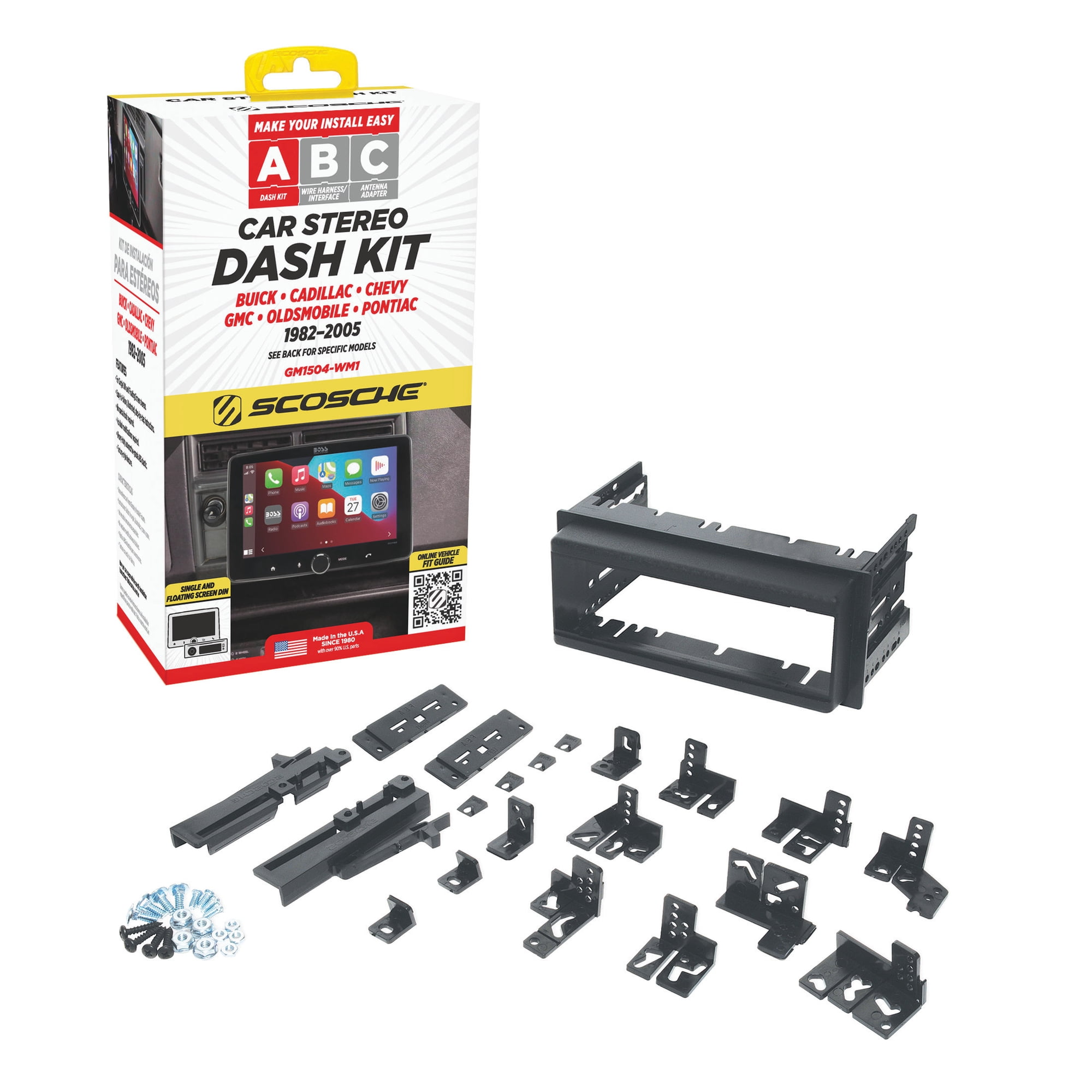 Scosche Single DIN Dash Kit Compatible with Select 1982-2005 General Motors Vehicles GM1504-WM1