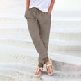 thumbnail image 2 of TRUBKH Womens Linen Pants Loose Yoga Trousers Summer Pants for Women Resort Trouser with Pocket Flowy Gauze Barrel Palazzo Pants Flowy Palazzo Office Work Trousers Pinstripe Pants Bronze L, 2 of 5
