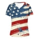thumbnail image 4 of Fiudx Ofertas Flash Del Día Solo En Línea Camiseta de Manga Corta con Cuello En V Estampada para El Día de La Independencia Informal a La Moda para Mujer, 4 of 4