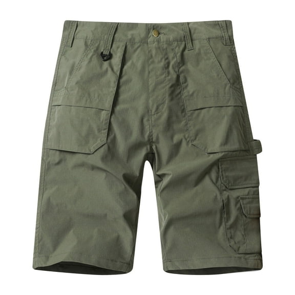Mens Cargo Shorts Relaxed Fit Cotton Casual Work Outdoor Hiking Shorts with Multiple Pockets Army Green 3XL