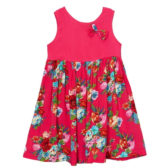 Wenchoice Girl's Hot Pink Floral Tank Dress L(5T-6T)