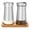 Black & White Shakers Set + Bamboo Stand, variant on Adjustable Hole Stainless Steel Salt & Pepper Shaker, Multi-Purpose Dry Spice Container Suitable for Various Salts and Peppers for Kitchen Cooking and Backyard BBQ