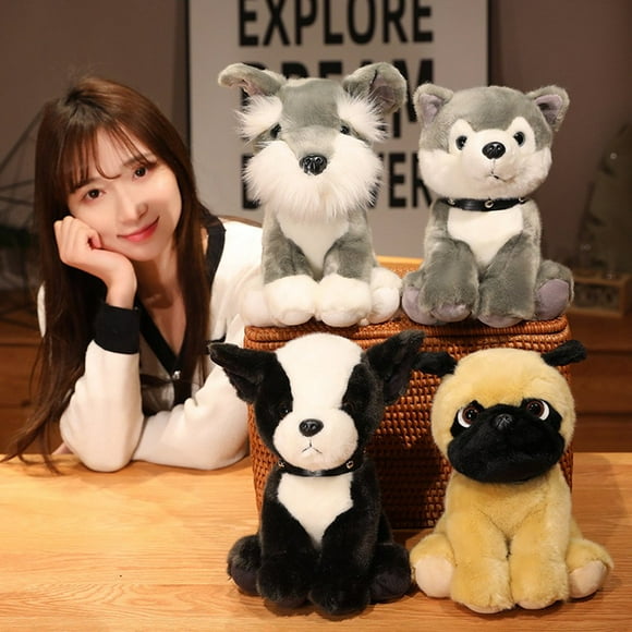 AMERTEER 20/25cm Plush Dogs Toy Soft Cute Animal Doll Home Decoration Simulation Schnauzer Husky Bulldog Stuffed Doll Toy Birthday Gift