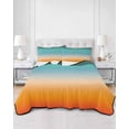 thumbnail image 2 of Quilts Twin Size Bedding Set, Orange Teal Ombre Lightweight Quilted Comforter, Gradient Abstract Modern Art Soft Reversible Bedspread Coverlet with Pillow Covers for All Season, 68" x 86", 2 of 7