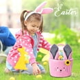 thumbnail image 4 of Easter Basket, Bunny Easter Baskets with Cute Rabbit Ears Stripe, Easter Gift Baskets (Plush-Pink), 4 of 13