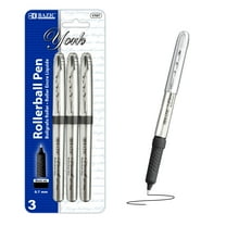 BAZIC York Black Color Rollerball Pen 0.7mm w/ Regulator, (3/Pack), 1-Pack