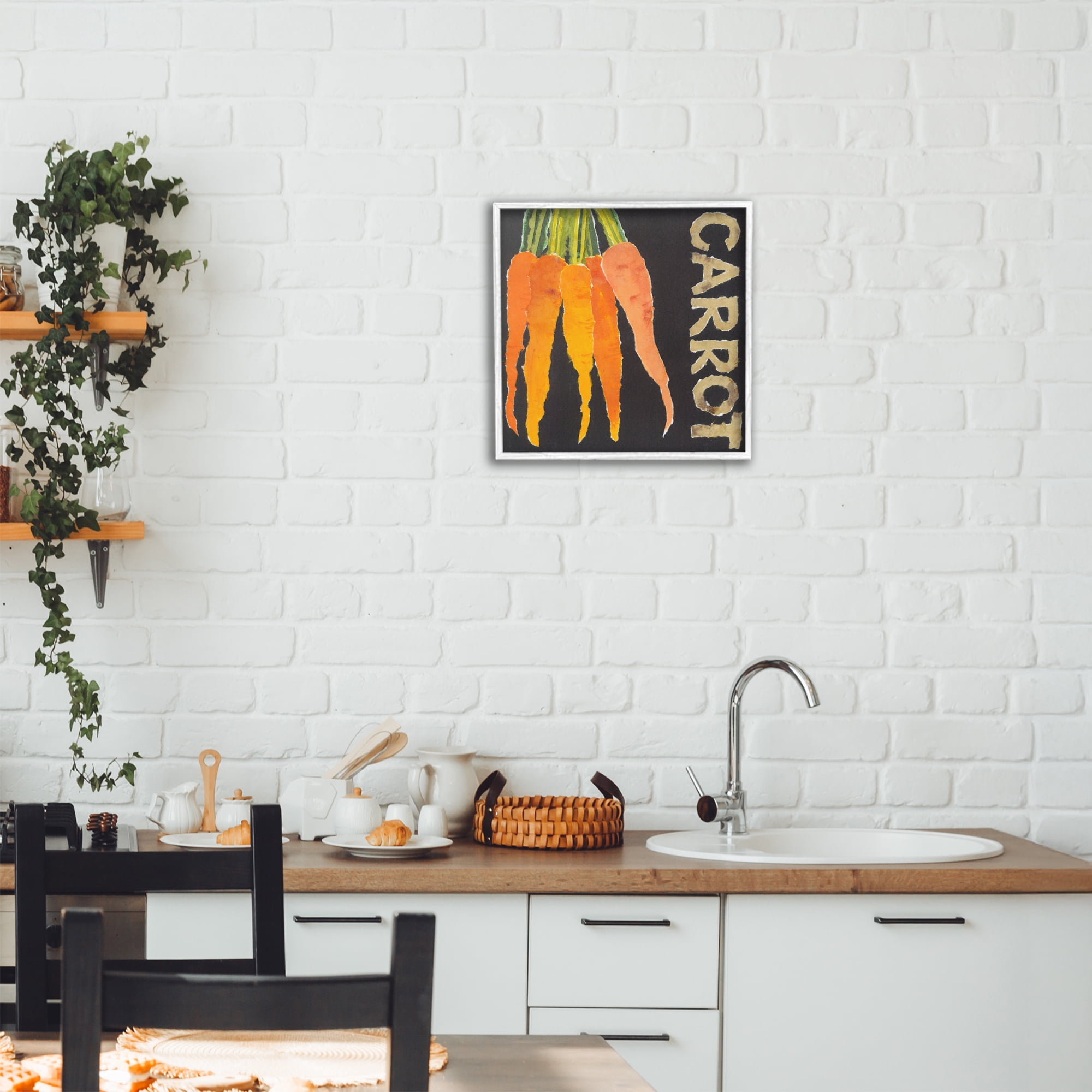 Stupell Industries Carrot Root Vegetable White Framed Giclee Art, design by Nancy Overton