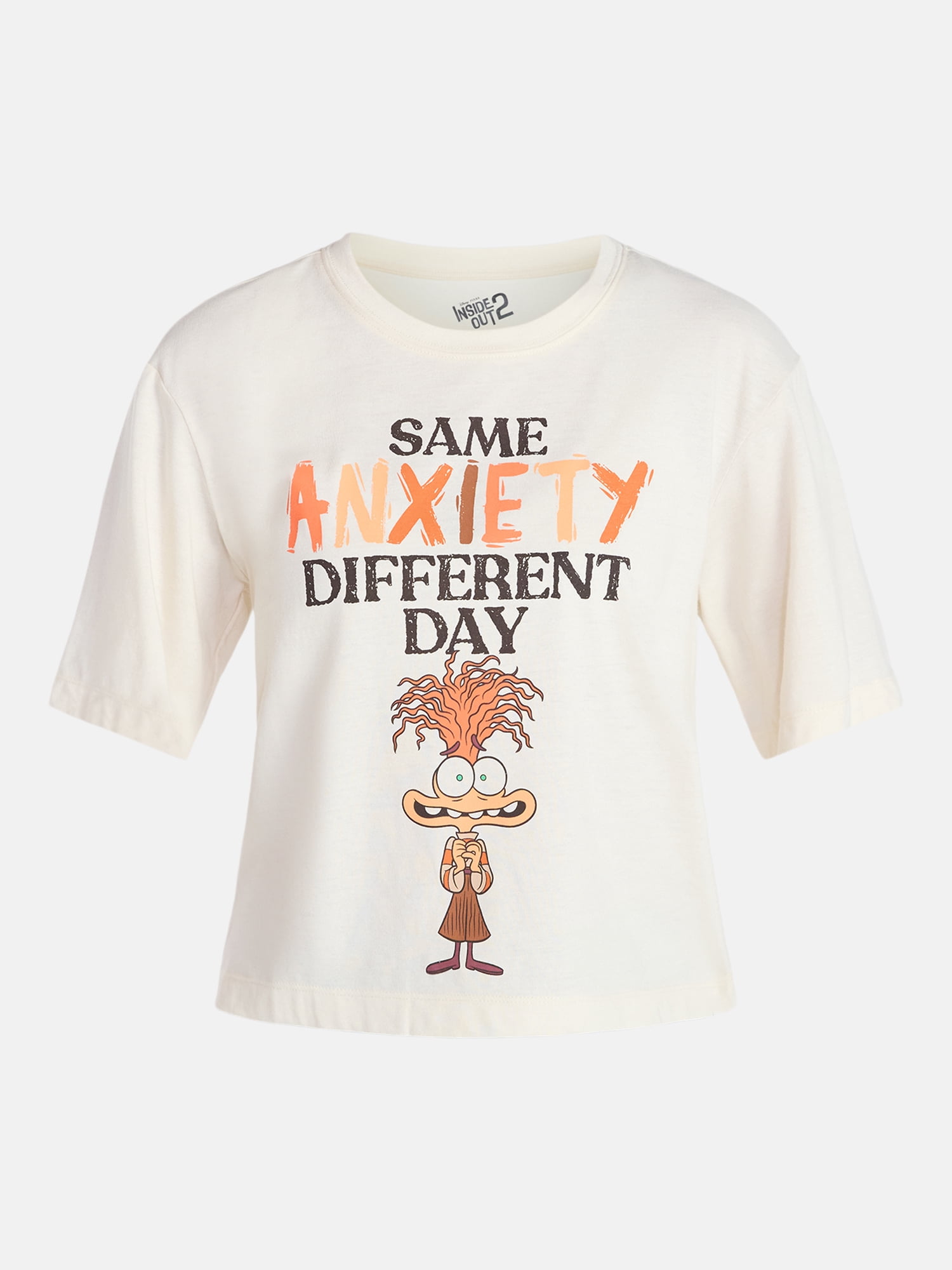 Disney Pixar Inside Out 2 Women's Anxiety Boxy Graphic Skimmer Tee, Sizes XXS-XXL