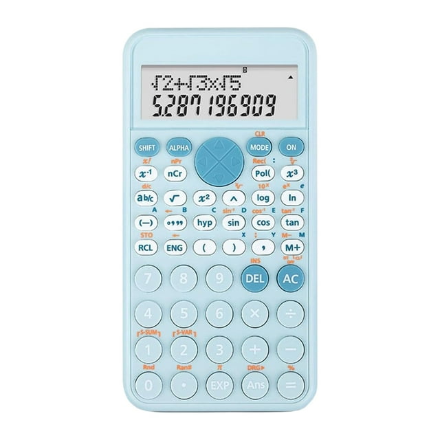 Calculadora científica estándar, suministros de oficina escolares portátiles y lindos, adecuados para uso de estudiantes de primaria a universidad - Azul