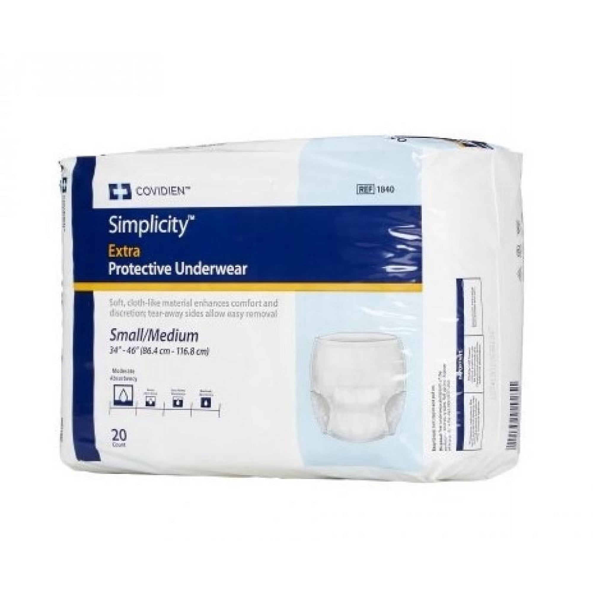 Simplicity Absorbent Underwear, Unisex, Moderate Absorbency, Small/Medium, 80 Count