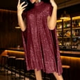 thumbnail image 7 of ZQUUVOU Sparkly Cocktail Dress for Women Sleeveless Solid Color Sequin Covered Mini Shift Evening Party Prom Night Outfits Burgundy, 7 of 7