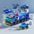 thumbnail image 3 of Bloques de construcción de automóviles City Fire para niños, camión de policía, grúa de ingeniería, tanque, juego de ladrillos de helicóptero, juguetes para niños, 6 en 1,no box  2, 3 of 7