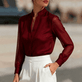 thumbnail image 6 of Satingcolo Women's Sheer Button Up Blouse Tops Dressy Business Casual Fall Mesh Long Sleeve Button Down Work Shirt Top, 6 of 6