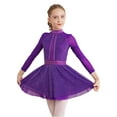 thumbnail image 3 of CHICTRY Kids Girls Shimmery Sequins Skating Dress Long Sleeve Backless Gymnastics Lyrical Dance Dress Dancewear Purple 6, 3 of 7