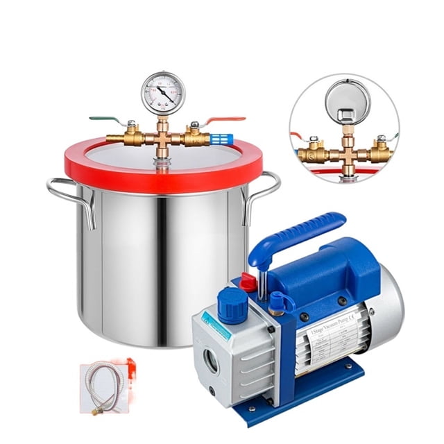 2 Gallon Vacuum Chamber Controlled By 1.8CFM Vacuum Pump 9L 220ml Rotary ,Widely Use