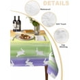 thumbnail image 5 of Easter Suqare Tablecloth - 60 x 60 Inch, Spring Rabbit Silhouette Colorful Rainbow Graffiti Waterproof & StainResistant Tablecloth, Washable Oil-proof Table Cover for Dining/Party/Wedding/Buffet, 5 of 9