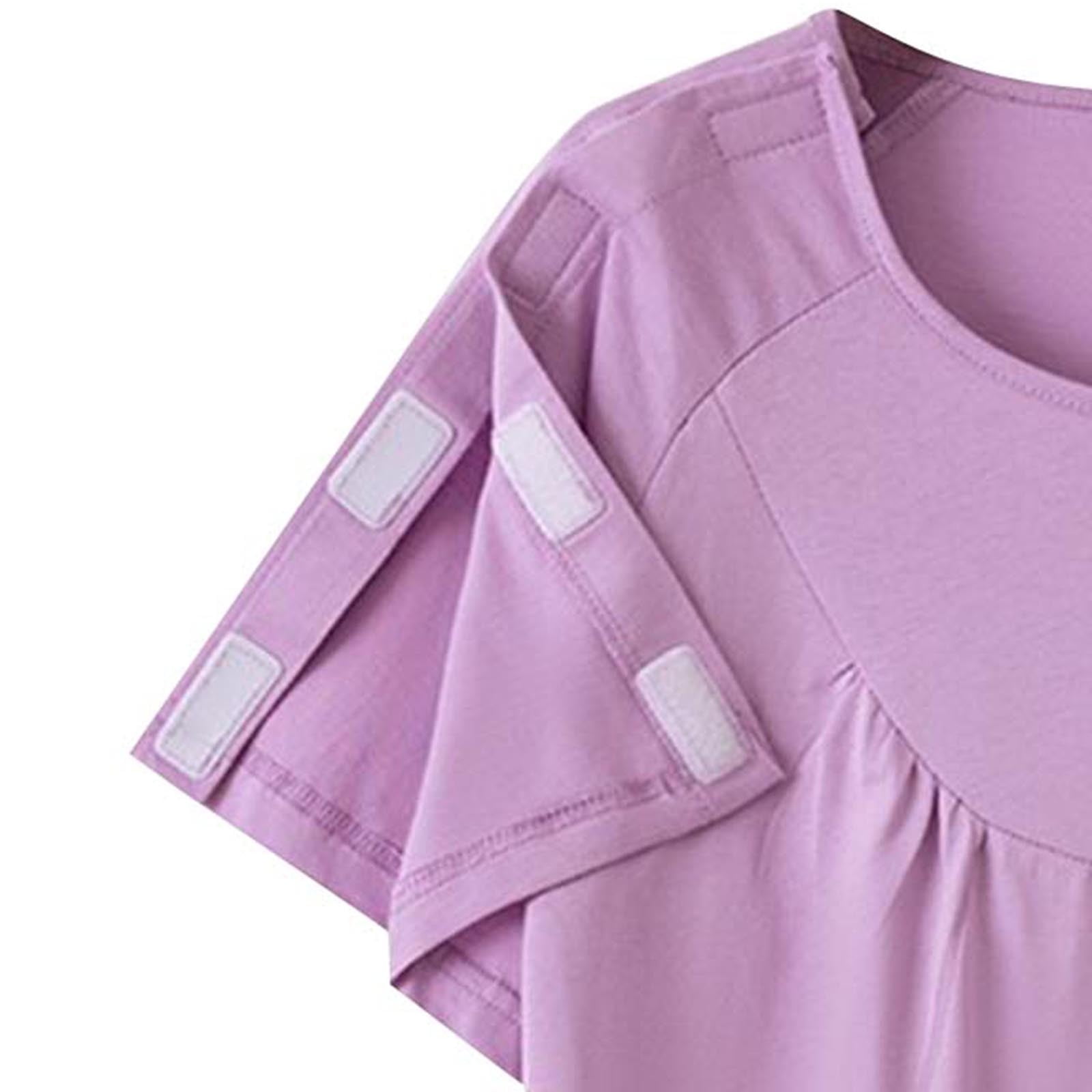 JGGSPWM Womens Adaptive Cotton Post Shoulder Surgery Shirts for After Rotator Cuff Recovery Arm Broken Top Purple L