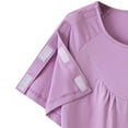 thumbnail image 7 of iHengLiXing Women's Easy To Wear And Take Off Postoperative Care Clothing For Fractures Fully Open Button Shoulder Inserted Short Sleeved Double Pocket Round Neck Top Purple XL, 7 of 7