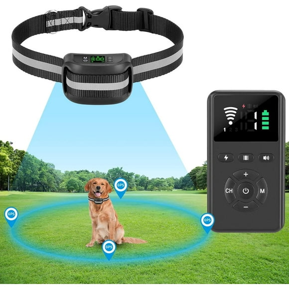 Valla invisible inalámbrica GPS 2 en 1 para perros con entrenamiento a distancia; radio de 33 a 1083 yardas; sistema eléctrico de contención para mascotas