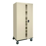 Sandusky Lee 22-Gauge Welded Steel Mobile Garage Storage Cabinet with Wheels, Putty