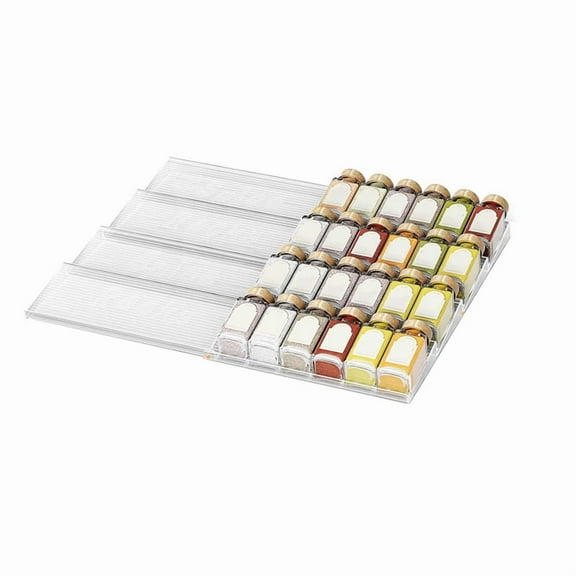 Expandable Spice Drawer Organizer, Adjustable Clear Acrylic Spice Rack for Drawer, for Kitchen Spice Organization 1 Set
