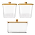 thumbnail image 1 of JIEMUCES Conteneur de Capsules de Lessive 3 Pcs Grande Capacité Transparent Design Organisation de Buanderie avec Couvercles en Bambou, 1 of 8