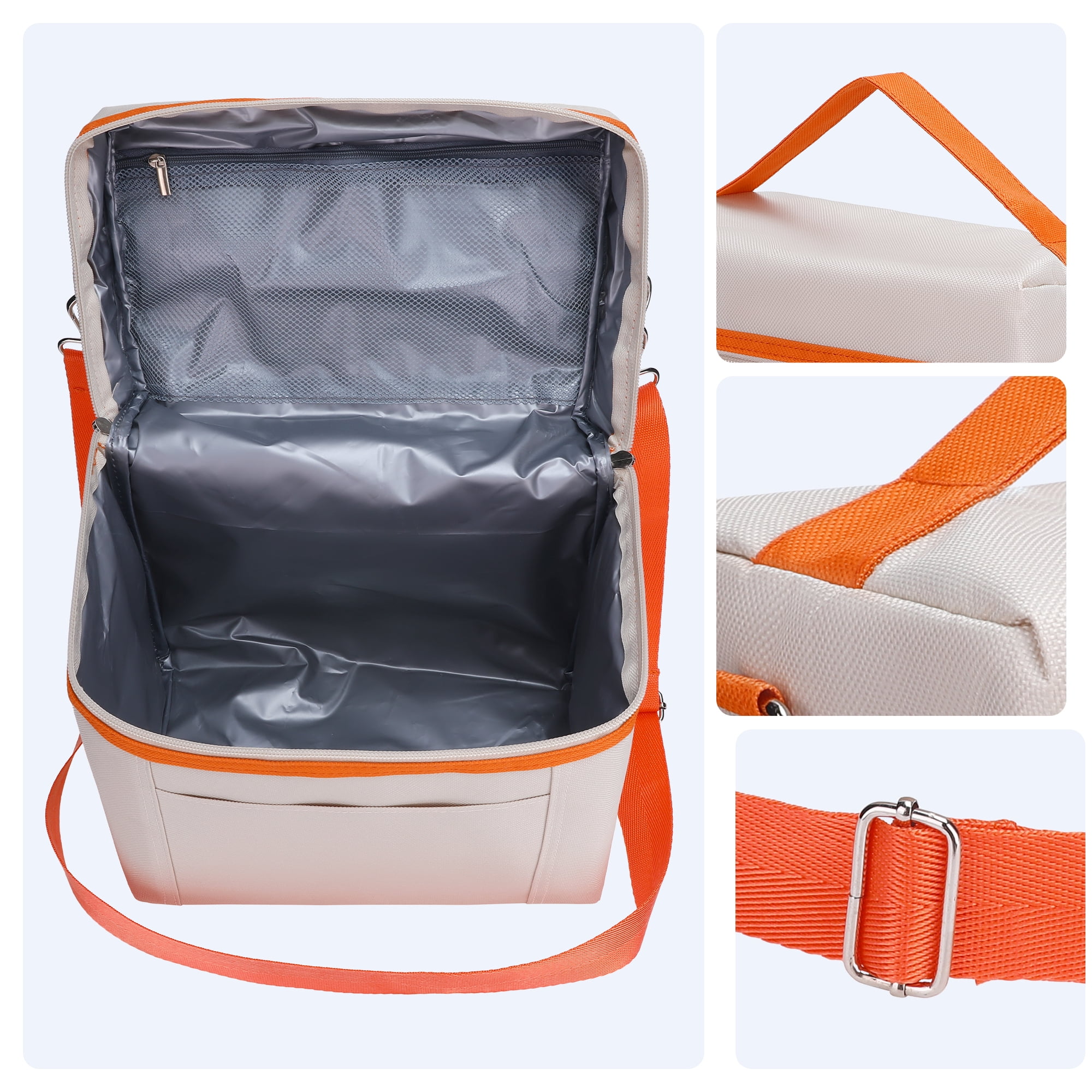 Unique Bargains Insulated Leakproof Lunch Bag for Work, Picnic White 9.4*5.5*9.1in