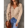 thumbnail image 5 of Asyoly Women Sexy Cross Wrap Sweaters V Neck Long Sleeve Solid Color Asymmetric Hem Backless Knitted Pullover Elegant Jumper Tops, 5 of 6