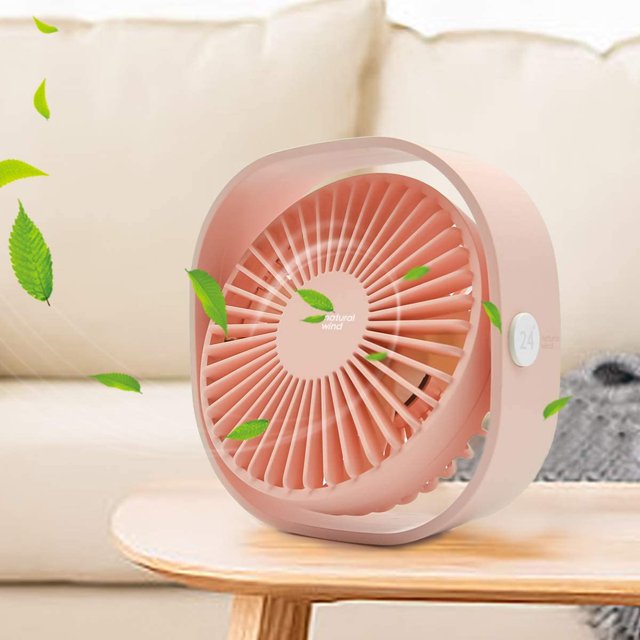 Mini ventilador de escritorio USB, mesa de escritorio pequeña personal de 3 velocidades, ventilador USB silencioso para oficina en casa, coche, viajes al aire libre (rosa) Fokelyi WRMH-383