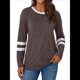 thumbnail image 2 of Camisetas de Larga para Mujer, Camisetas Casuales con Cuello Redondo y Bloques de Color, Ropa de Moda de Otoño, Conjuntos Modernos Color Café XL, 2 of 8