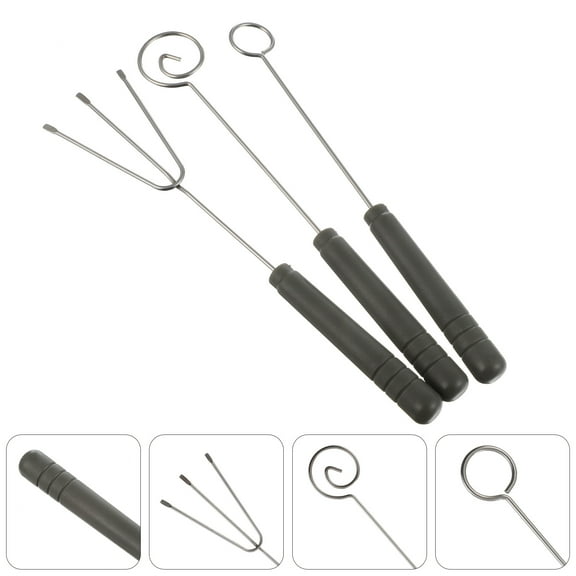 DRAFIDEEP Chocolate Candy Dipping Forks Grey Spiral 3Pcs 7.9x1.6x0.6In