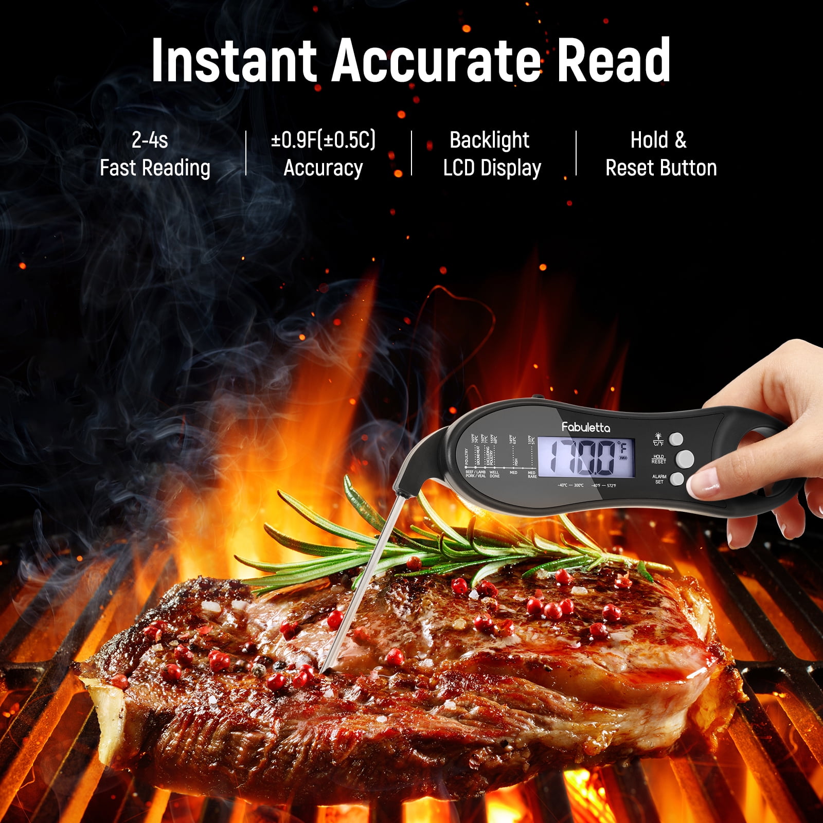 Flip Tip Digital Instant Read Food Cooking Meat Kitchen Thermometer with  Probe