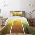 thumbnail image 3 of Ambesonne Forest Quilted Bedspread Set 2 Pcs, Hills Trees and Birds, Twin Size, Green Orange Yellow, 3 of 6