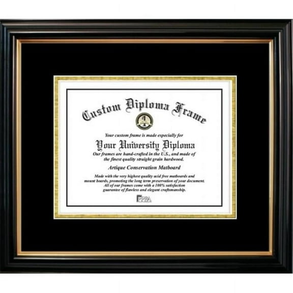 Campusimages PBGTBG018511 Petite Black Gold Trim & Black Gold Certificate Frame