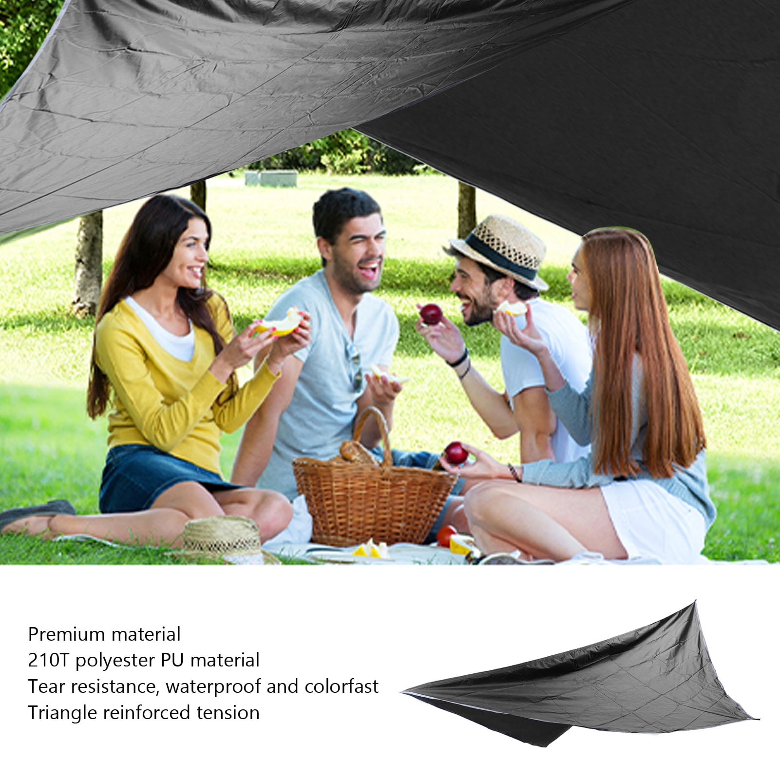 NFTIGB Black Camping Canopy Multifunctional Quadrangle Waterproof Tent Tarp Hammock Shelter for Beach