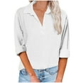 thumbnail image 1 of Admvng Chemises pour Femmes Couleur Unie Col en V Chemise Boutonnée S-2TG, 1 of 5