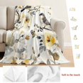 thumbnail image 5 of Yellow Grey Botanical Blanket Soft Cozy Warm Throw Blanket for Couch, Plush Fuzzy Flannel Fleece Blankets for Sofa, Spring Floral Summer Birds Vintage Bed Blankets Lightweight Gifts for Men, 40"x50", 5 of 9