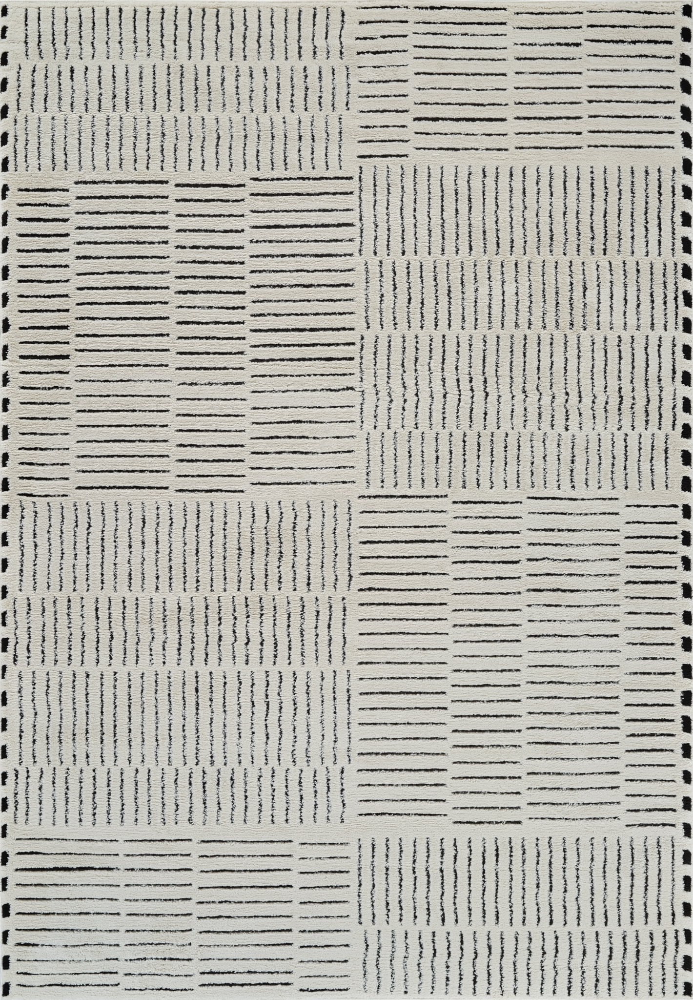 Rug Branch Domus Abstract Indoor Area Rug, Cream Black, Modern - Living Room, Bedroom, Dining Room, and Kitchen