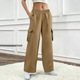 thumbnail image 7 of Ltctricy Cargo Sweatpants for Women Crossover Elastic High Waisted Wide Leg Workout Lounge Pants Baggy Casual Athletic Joggers(Beige,Medium), 7 of 7