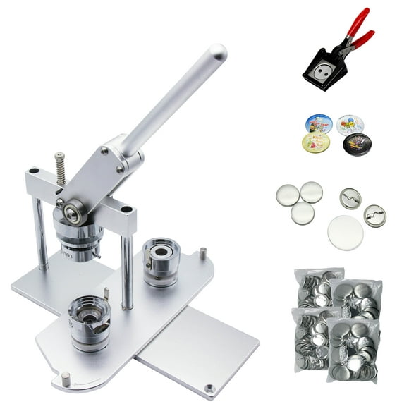 ChiButtons (KIT) 32mm (1.25") Pro Badge Machine Button Maker-B400 + Mould + 200 Parts + Handling [Metric System] (Silver-New)