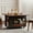 Black+Walnut Coffee Table, variant on Square Glass Coffee Table,Luxurious Geometric Metal Frame Tempered Glass Top,Modern 33.5" Square Coffee Table for Living Room,Black+Gold