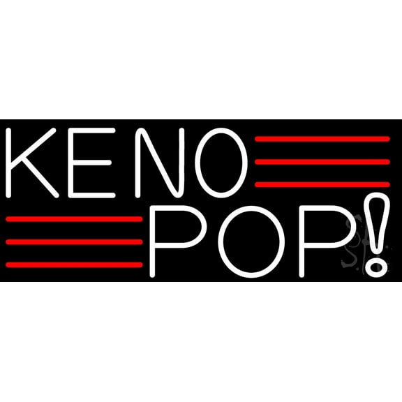 Keno Pop 2 LED Neon Sign 10 x 24 - inches, Black Square Cut Acrylic Backing, with Dimmer - Bright and Premium built indoor LED Neon Sign for wall dcor, arcarde, and storefront.
