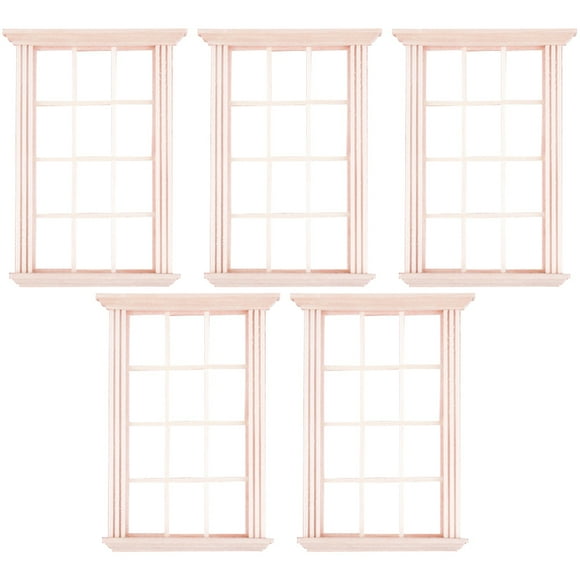 KAKOWELY Miniature Wooden Window Frame for Decor Unpainted Khaki Color Crafted from Durable Wood 5 Pieces,4.53"X3.27"X0.79"