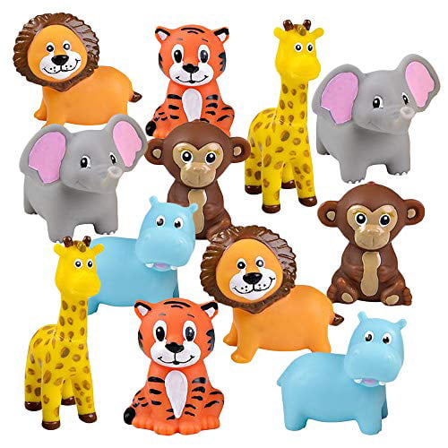ArtCreativity Vinyl Zoo Animals, Pack of 12 Assorted Squeezable Toys,  Safari Birthday Party Favors for Kids, Fun Bath Tub and Pool Toys for  Children, Educational Learning Aids for Boys and G -