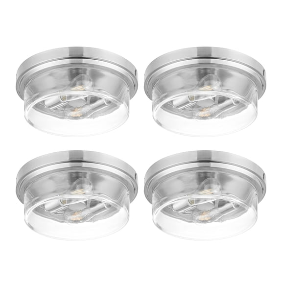 Prominence Home 4 Pack Madalyn 13" Ceiling Light, Clear Drum Glass, Brushed Nickel